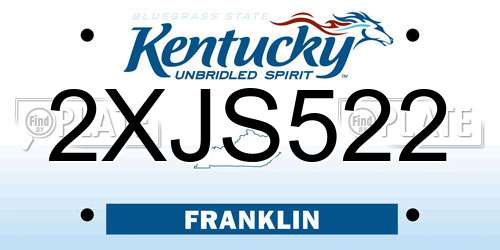 2XJS522 Kentucky License Plate
