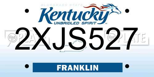 2XJS527 Kentucky License Plate