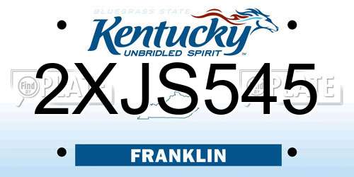 2XJS545 Kentucky License Plate