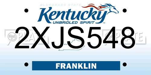2XJS548 Kentucky License Plate