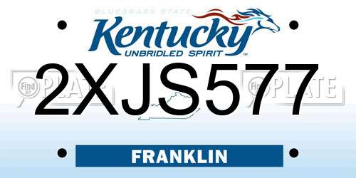 2XJS577 Kentucky License Plate
