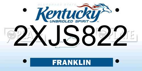 2XJS822 Kentucky License Plate