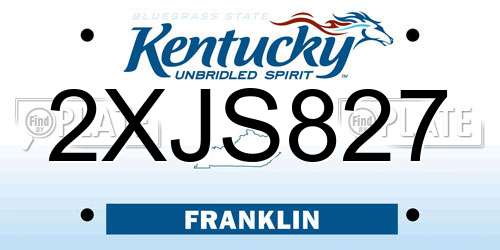 2XJS827 Kentucky License Plate