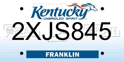 2XJS845 Kentucky License Plate