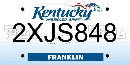 2XJS848 Kentucky License Plate