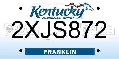 2XJS872 Kentucky License Plate
