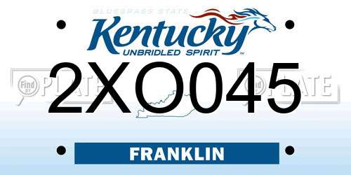 2XO045 Kentucky License Plate