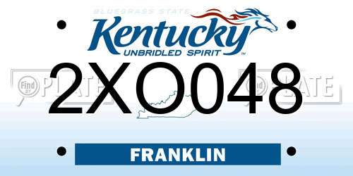 2XO048 Kentucky License Plate
