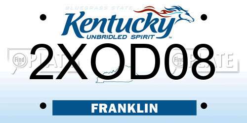 2XOD08 Kentucky License Plate