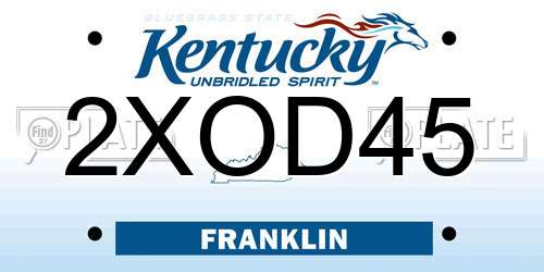 2XOD45 Kentucky License Plate