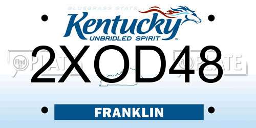 2XOD48 Kentucky License Plate