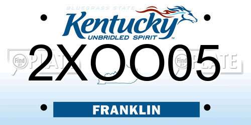 2XOO05 Kentucky License Plate