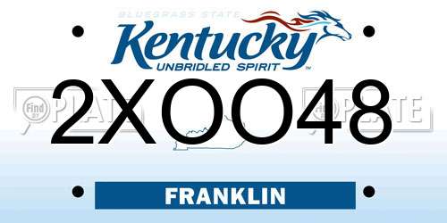 2XOO48 Kentucky License Plate