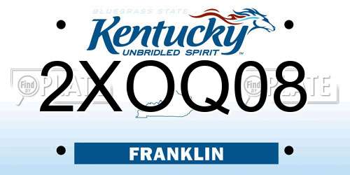 2XOQ08 Kentucky License Plate