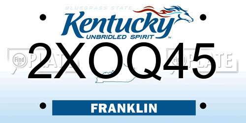 2XOQ45 Kentucky License Plate