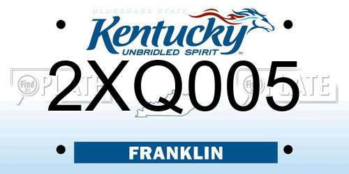 2XQ005 Kentucky License Plate