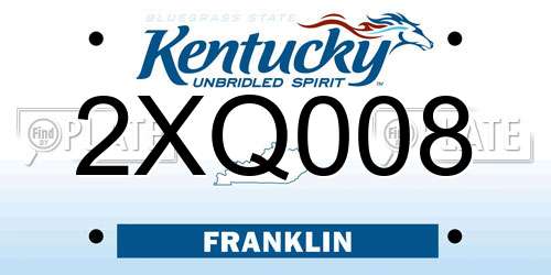 2XQ008 Kentucky License Plate