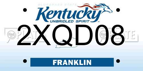 2XQD08 Kentucky License Plate
