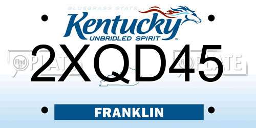 2XQD45 Kentucky License Plate