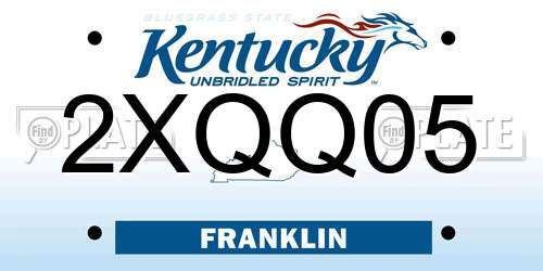 2XQQ05 Kentucky License Plate