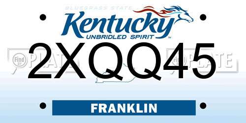 2XQQ45 Kentucky License Plate