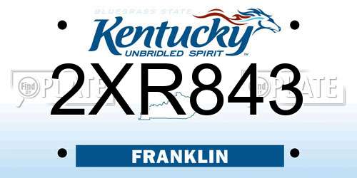 2XR843 Kentucky License Plate