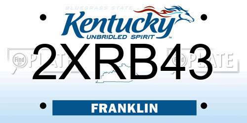 2XRB43 Kentucky License Plate