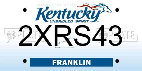 2XRS43 Kentucky License Plate