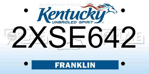 2XSE642 Kentucky License Plate