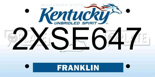 2XSE647 Kentucky License Plate