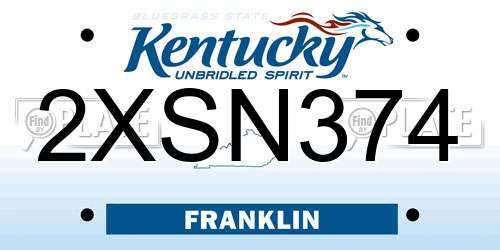 2XSN374 Kentucky License Plate