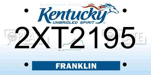 2XT2195 Kentucky License Plate