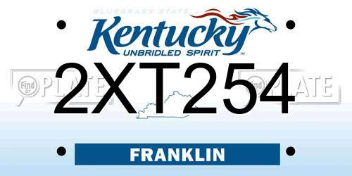 2XT254 Kentucky License Plate