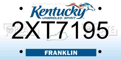 2XT7195 Kentucky License Plate