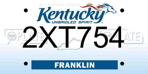 2XT754 Kentucky License Plate