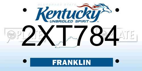 2XT784 Kentucky License Plate