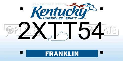2XTT54 Kentucky License Plate