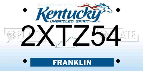 2XTZ54 Kentucky License Plate