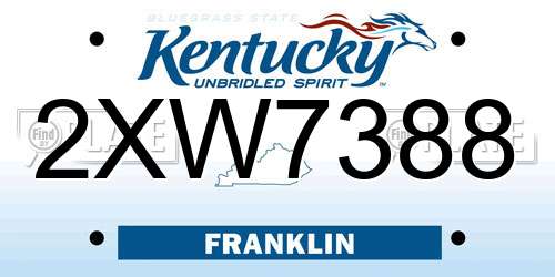 2XW7388 Kentucky License Plate