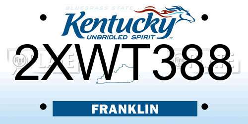 2XWT388 Kentucky License Plate