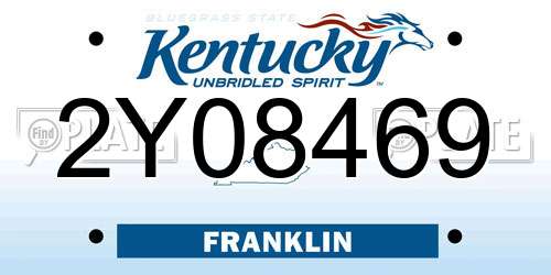 2Y08469 Kentucky License Plate