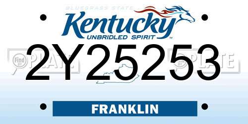 2Y25253 Kentucky License Plate
