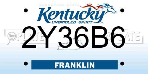 2Y36B6 Kentucky License Plate