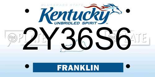 2Y36S6 Kentucky License Plate