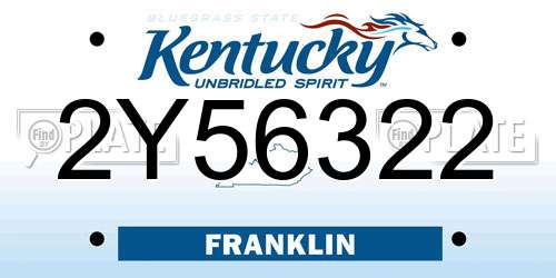 2Y56322 Kentucky License Plate
