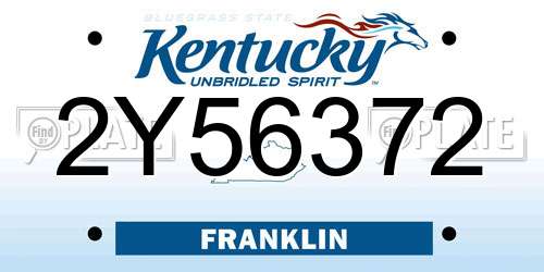 2Y56372 Kentucky License Plate