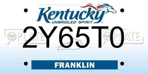 2Y65T0 Kentucky License Plate