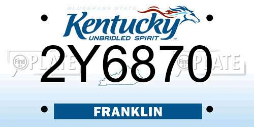 2Y6870 Kentucky License Plate