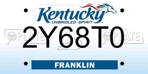 2Y68T0 Kentucky License Plate