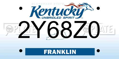 2Y68Z0 Kentucky License Plate